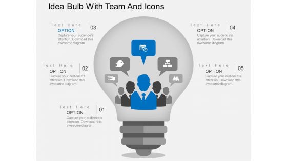 Idea Bulb With Team And Icons Powerpoint Templates