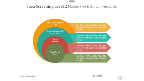 Idea Screening Level 2 Market Size And Growth Forecasts Ppt PowerPoint Presentation Design Ideas