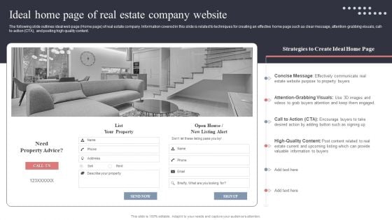 Ideal Home Page Of Real Estate Company Website Introduction PDF