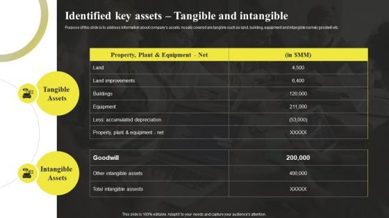 Identified Key Assets Tangible And Intangible Sample Asset Valuation Summary Summary PDF