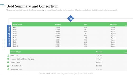 Identify Capital Structure Of Firm Debt Summary And Consortium Professional PDF