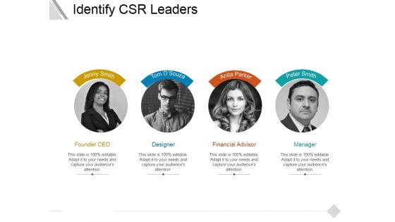 Identify Csr Leaders Ppt PowerPoint Presentation Inspiration Slides