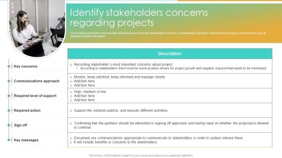 Identify Stakeholders Concerns Regarding Projects Enterprise Communication Tactics Clipart PDF