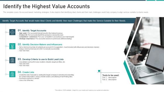 Identify The Highest Value Accounts Online Promotion Playbook Template PDF Identify The Highest Value Accounts Online Promotion Playbook Template PDF