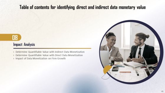 Identifying Direct And Indirect Data Monetary Value Ppt PowerPoint Presentation Complete Deck With Slides Slide41