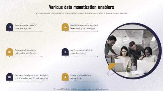 Identifying Direct And Indirect Various Data Monetization Enablers Background PDF