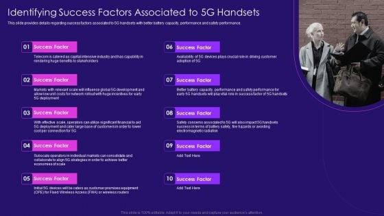 Identifying Success Factors Associated To 5G Handsets 5G Network Architecture Instructions Clipart PDF