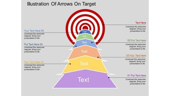 Illustration Of Arrows On Target Powerpoint Templates