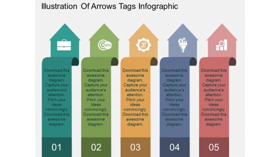 Illustration Of Arrows Tags Infographic Powerpoint Template