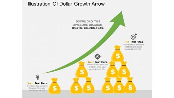 Illustration Of Dollar Growth Arrow Powerpoint Template