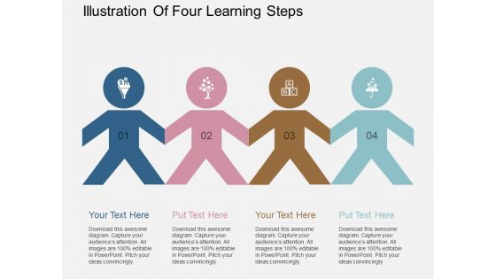 Illustration Of Four Learning Steps Powerpoint Template