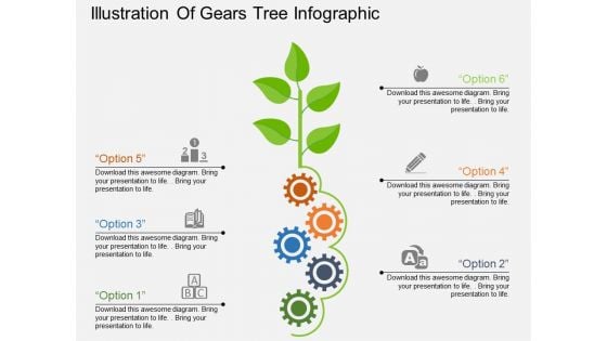 Illustration Of Gears Tree Infographic Powerpoint Templates