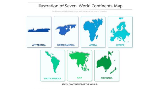 Illustration Of Seven World Continents Map Ppt PowerPoint Presentation Icon Background Images PDF