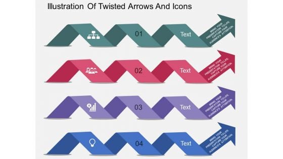 Illustration Of Twisted Arrows And Icons Powerpoint Template