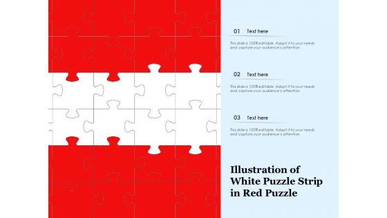 Illustration Of White Puzzle Strip In Red Puzzle Ppt PowerPoint Presentation Pictures Elements PDF