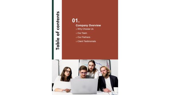 Immigration Consultant Company Business Proposal Table Of Contents One Pager Sample Example Document Immigration Consultant Company Business Proposal Table Of Contents One Pager Sample Example Document