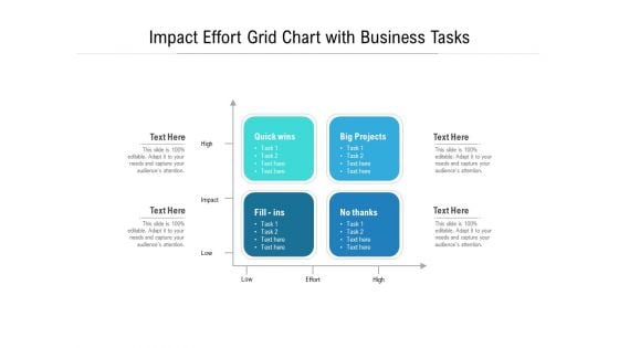 Impact Effort Grid Chart With Business Tasks Ppt PowerPoint Presentation Infographic Template Template PDF