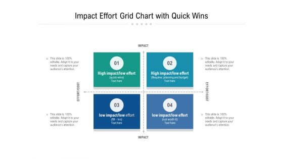 Impact Effort Grid Chart With Quick Wins Ppt PowerPoint Presentation Gallery Example PDF