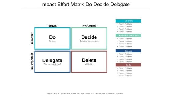 Impact Effort Matrix Do Decide Delegate Ppt PowerPoint Presentation Ideas Files