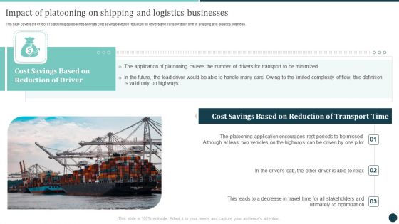 Impact Of Platooning On Shipping And Logistics Businesses Logistics Strategy To Improve Inspiration PDF