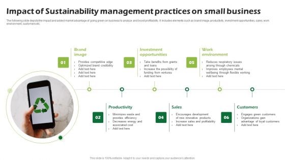 Impact Of Sustainability Management Practices On Small Business Ppt PowerPoint Presentation Infographics Layout PDF