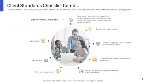 Impeccable Information Technology Facility Client Standards Checklist Contd Clipart PDF