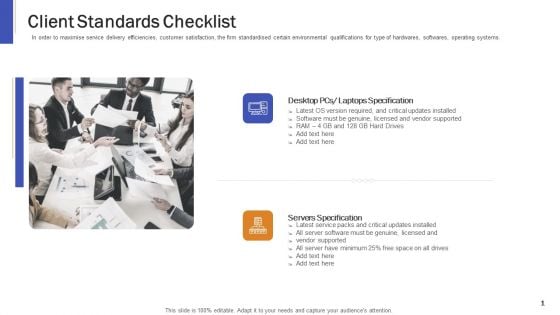 Impeccable Information Technology Facility Client Standards Checklist Ppt Portfolio Format Ideas PDF Impeccable Information Technology Facility Client Standards Checklist Ppt Portfolio Format Ideas PDF