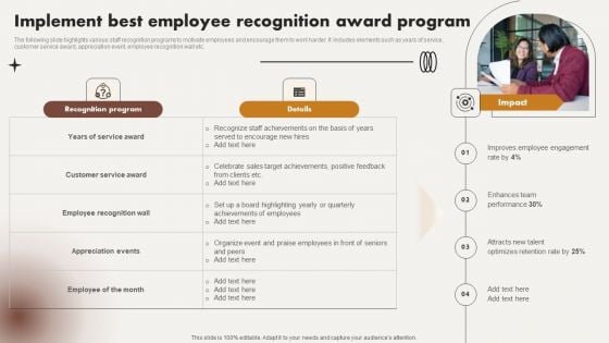 Implement Best Employee Recognition Award Program Ppt Professional Objects PDF