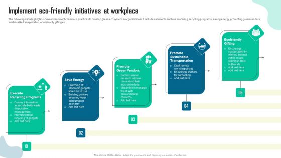 Implement ECO Friendly Initiatives At Workplace Background PDF