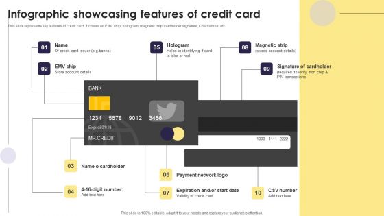 Implementation Of An Efficient Credit Card Promotion Plan Infographic Showcasing Features Themes PDF