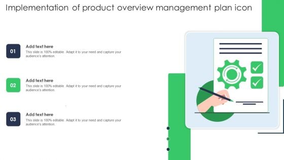 Implementation Of Product Overview Management Plan Icon Introduction PDF