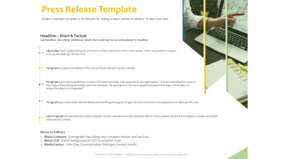 Implementation Of Risk Mitigation Strategies Within A Firm Press Release Template Pictures PDF