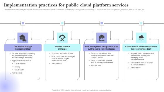 Implementation Practices For Public Cloud Platform Services Demonstration PDF Implementation Practices For Public Cloud Platform Services Demonstration PDF