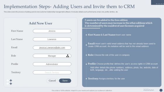 Implementation Steps Adding Users And Invite Them To CRM Inspiration PDF