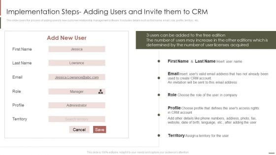 Implementation Steps Adding Users And Invite Them To CRM Slides PDF