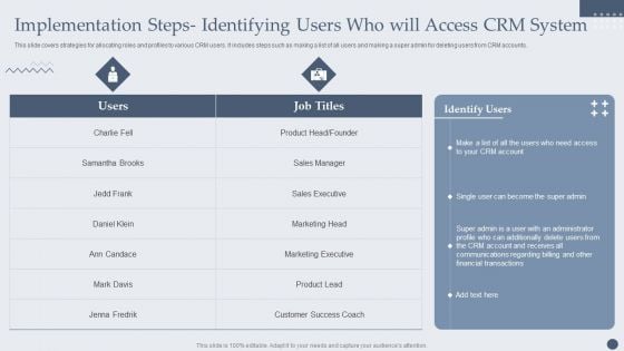 Implementation Steps Identifying Users Who Will Access CRM System Topics PDF Implementation Steps Identifying Users Who Will Access CRM System Topics PDF