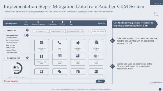 Implementation Steps Mitigation Data From Another CRM System Slides PDF