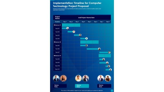 Implementation Timeline For Computer Technology Project Proposal One Pager Sample Example Document