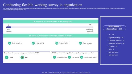 Implementing Adaptive Work Arrangements Conducting Flexible Working Survey In Organization Microsoft PDF