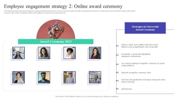 Implementing Adaptive Work Arrangements Employee Engagement Strategy 2 Online Award Ceremony Graphics PDF