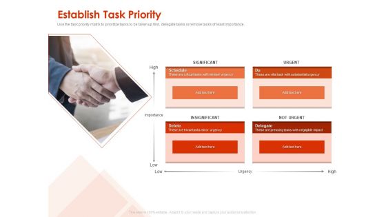 Implementing Agile Marketing In Your Organization Establish Task Priority Ppt Show Vector PDF