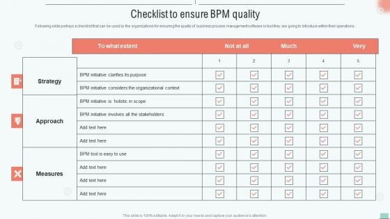 Implementing BPM Tool To Enhance Operational Efficiency Checklist To Ensure BPM Quality Topics PDF