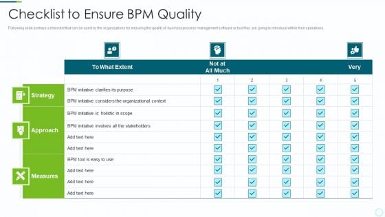 Implementing Bpm Techniques Checklist To Ensure BPM Quality Summary PDF