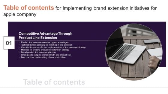 Implementing Brand Extension Initiatives For Apple Company Table Of Contents Elements PDF