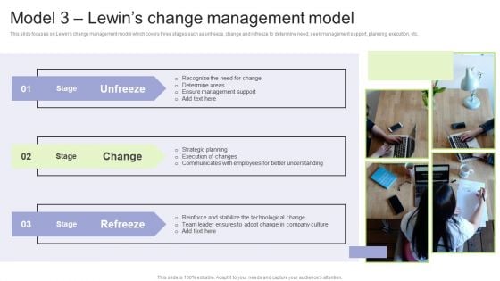 Implementing Change Management Strategy To Transform Business Processes Model 3 Lewins Change Management Professional PDF