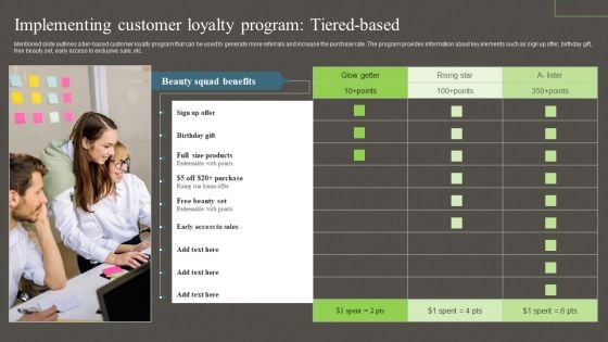 Implementing Customer Loyalty Program Tiered Based Ppt PowerPoint Presentation File Portfolio PDF