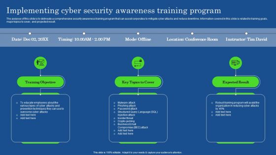 Implementing Cyber Security Awareness Training Program Professional PDF
