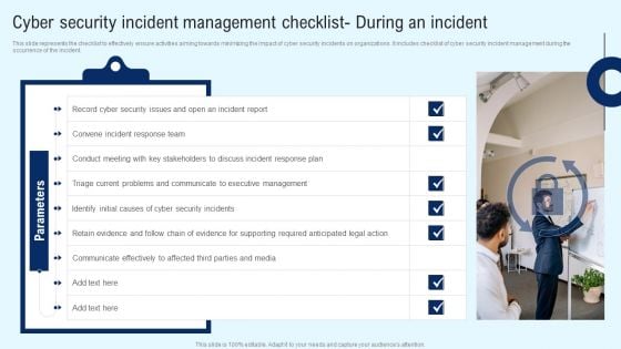 Implementing Cyber Security Incident Cyber Security Incident Checklist During An Incident Formats PDF