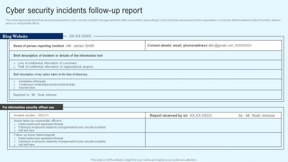 Implementing Cyber Security Incident Cyber Security Incidents Follow-Up Report Clipart PDF