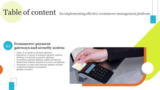 Implementing Effective Ecommerce Management Platform Table Of Content Ideas PDF